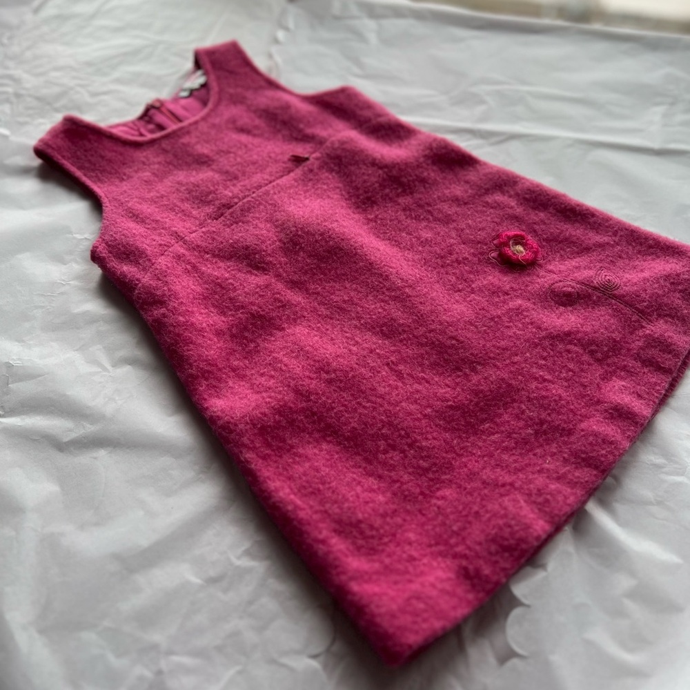 EUC VTG 2005 French Girls Jumper pocket rosette wool jumper OOAK